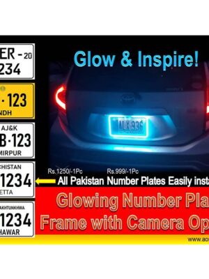 1Pc Full Neon Number Plate Frame with Camera Fitting Option