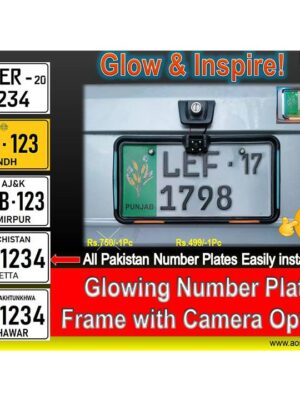 1Pc Car Neon Number Plate Frame with Camera Fitting Option