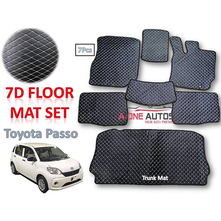 Toyota Passo 7D Luxury Floor Mat Set of 7pcs with Trunk – A-One Autos