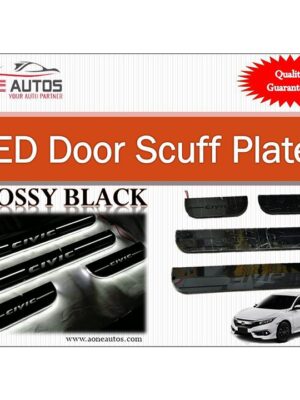 Honda Civic Glossy Black Matelic LED Door Sill Plate White Color
