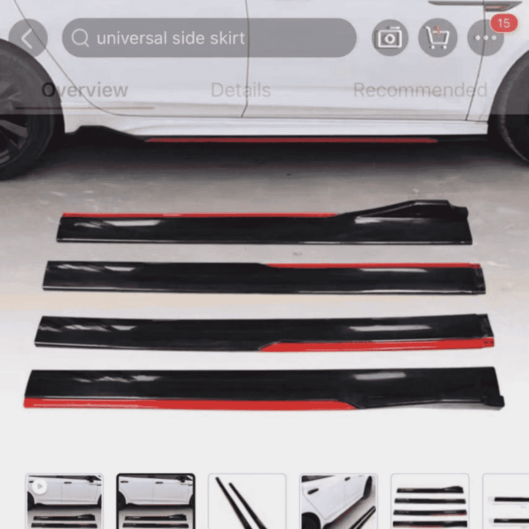 Side-Skirt-Panels-Universal-Glossy-Black-with-Red-Line (2) universal | side skirt | in glossy black | car exterior accessories