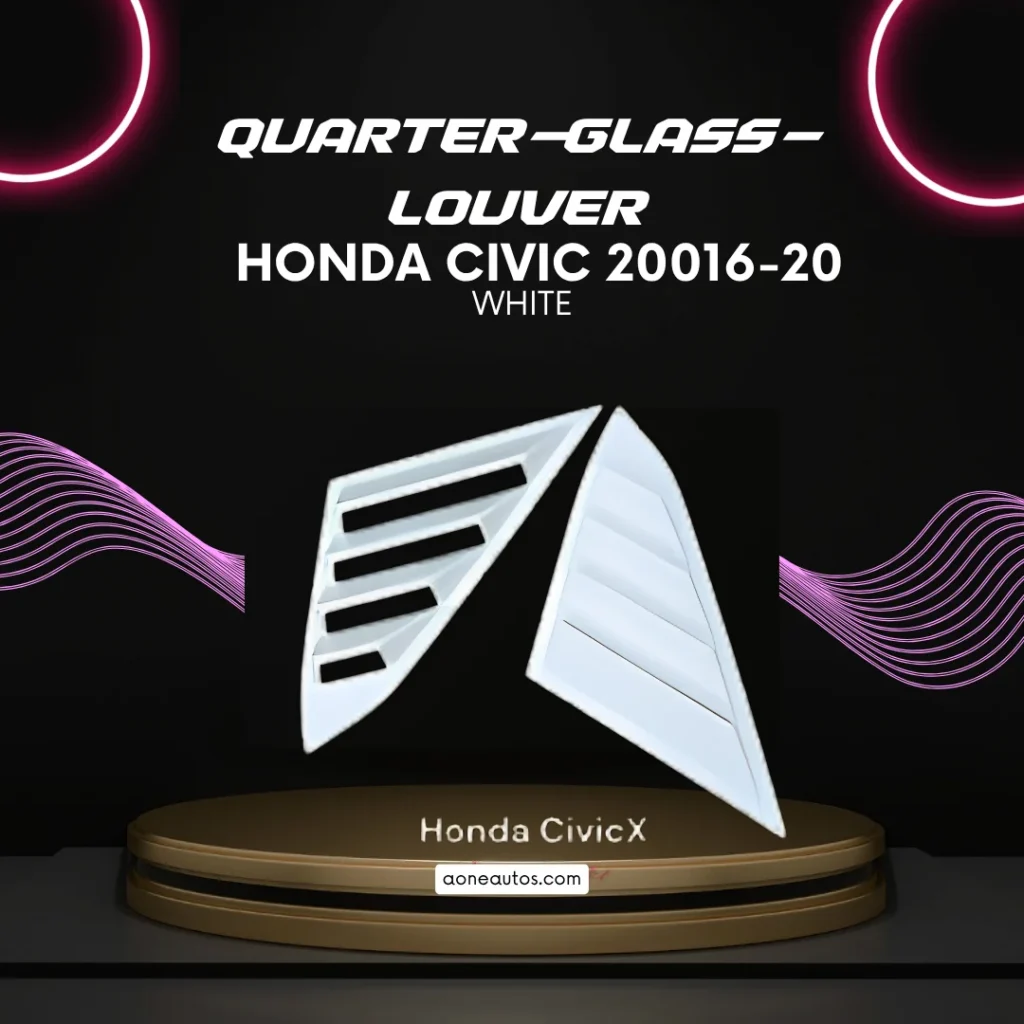 Honda Civic X 2016-20 White Sporty Aggressive Quarter Glass Louver (Pair)