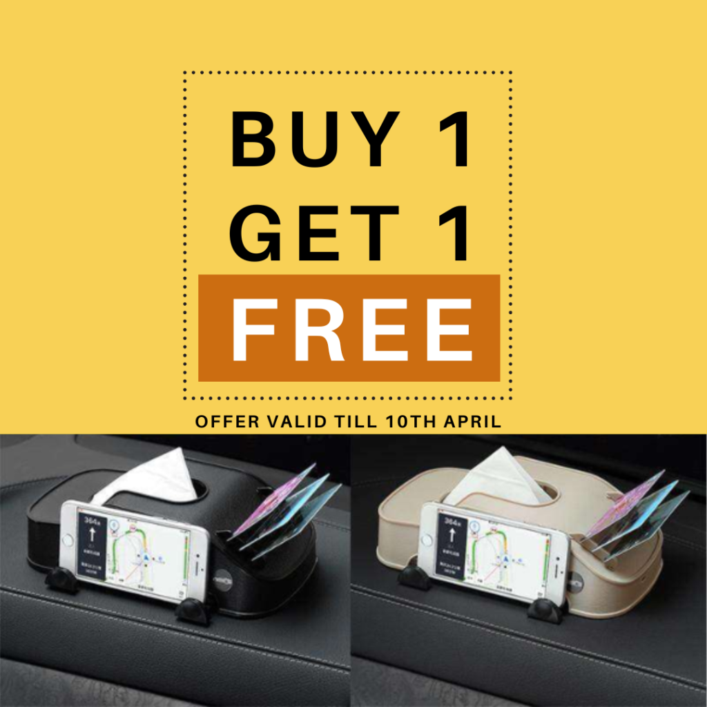 3-in-1 Leather-Textured ABS Dashboard Tissue Box with Mobile Holder and Card Slot – Buy 1 Get 1 Free