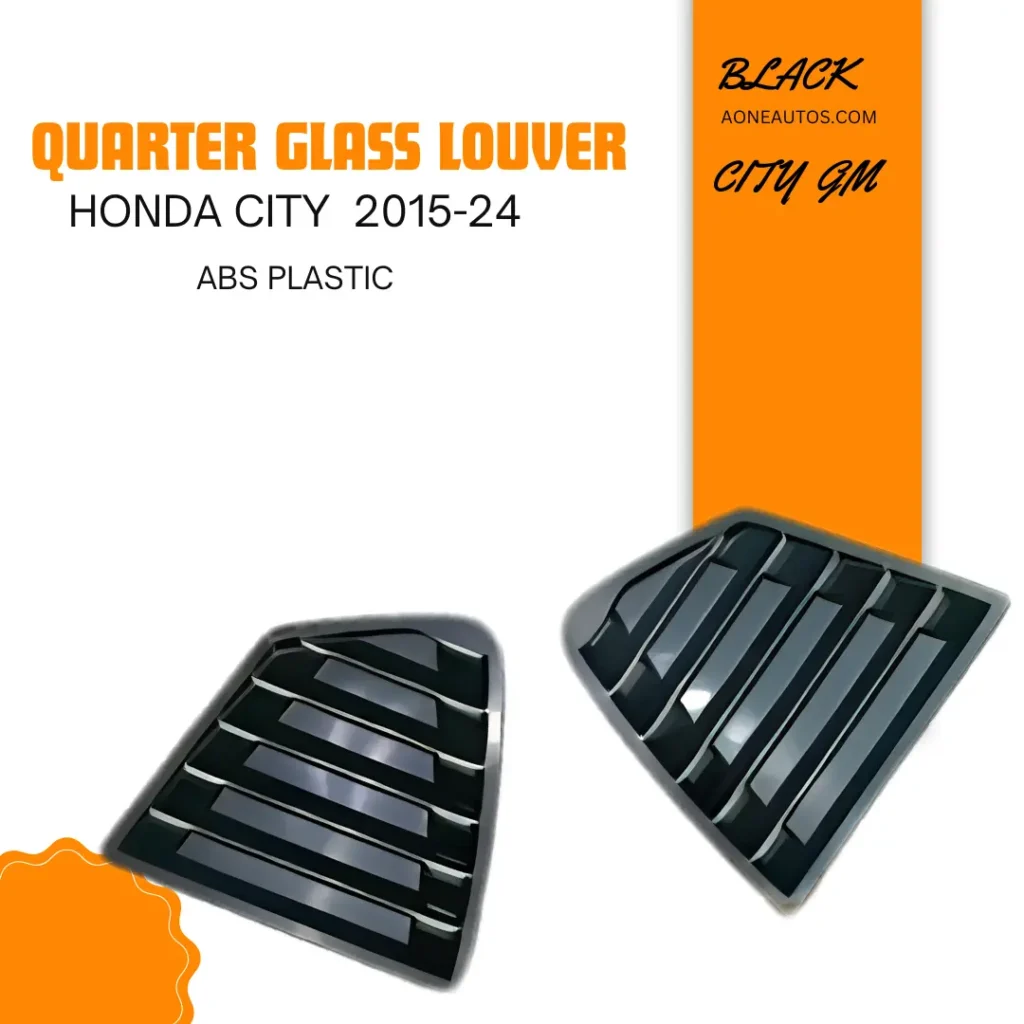 Honda City GM 2009-2021 Spike Design Quarter Glass Louver – Glossy Black